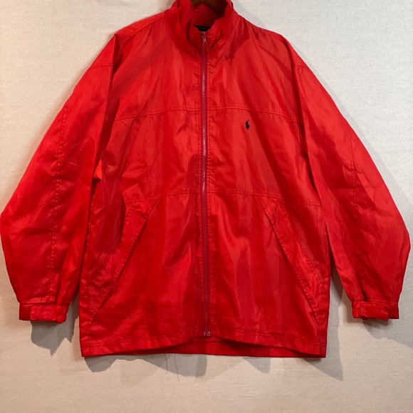 Pologround Ralph Lauren Zipper Rain Sports Jacket Luxury Brand Red Size Large - Picture 1 of 8